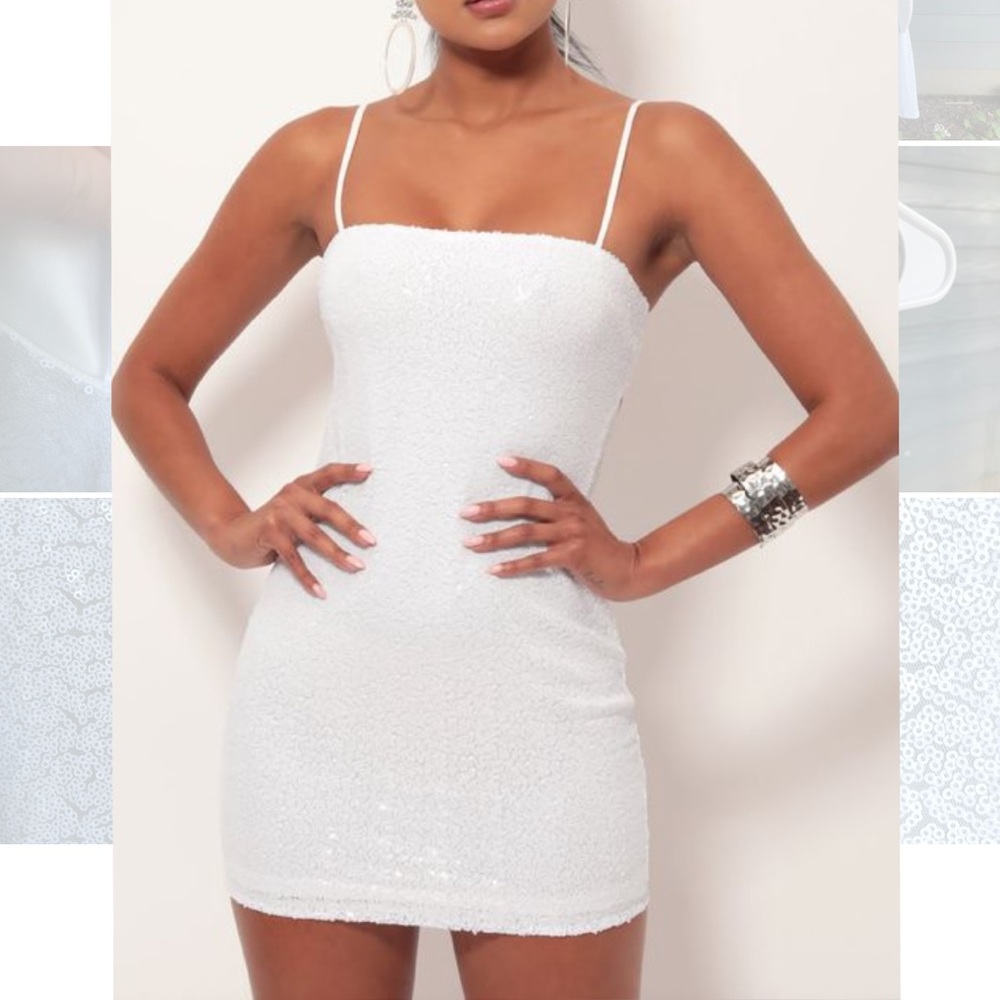 NWOT Lucy in the Sky Empress White Sequin Mini Dress Size Small